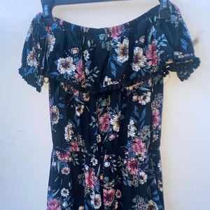 Off shoulder floral romper